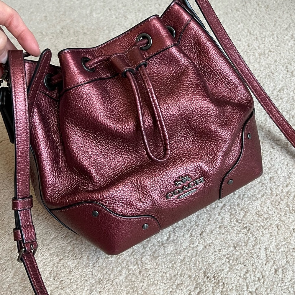Coach Maroon Leather Shoulder Bag